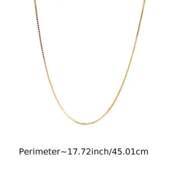 S925 Solid Sterling Silver Box Chain Necklace - Picture 3 of 4
